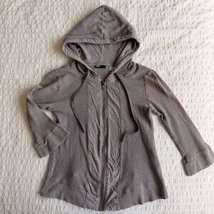 BDG Waffle Knit Zip Up Hoodie w/ 3/4th Sleeves in grey